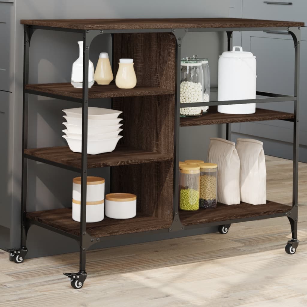 Kjøkkentralle Brun Eik 100X45X89,5 Cm Konstruert Tre