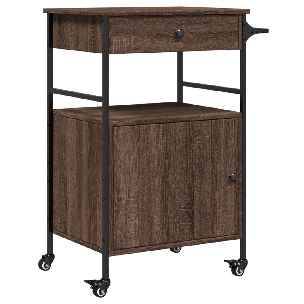 Kjøkkentralle Brun Eik 56X43X89,5 Cm Konstruert Tre