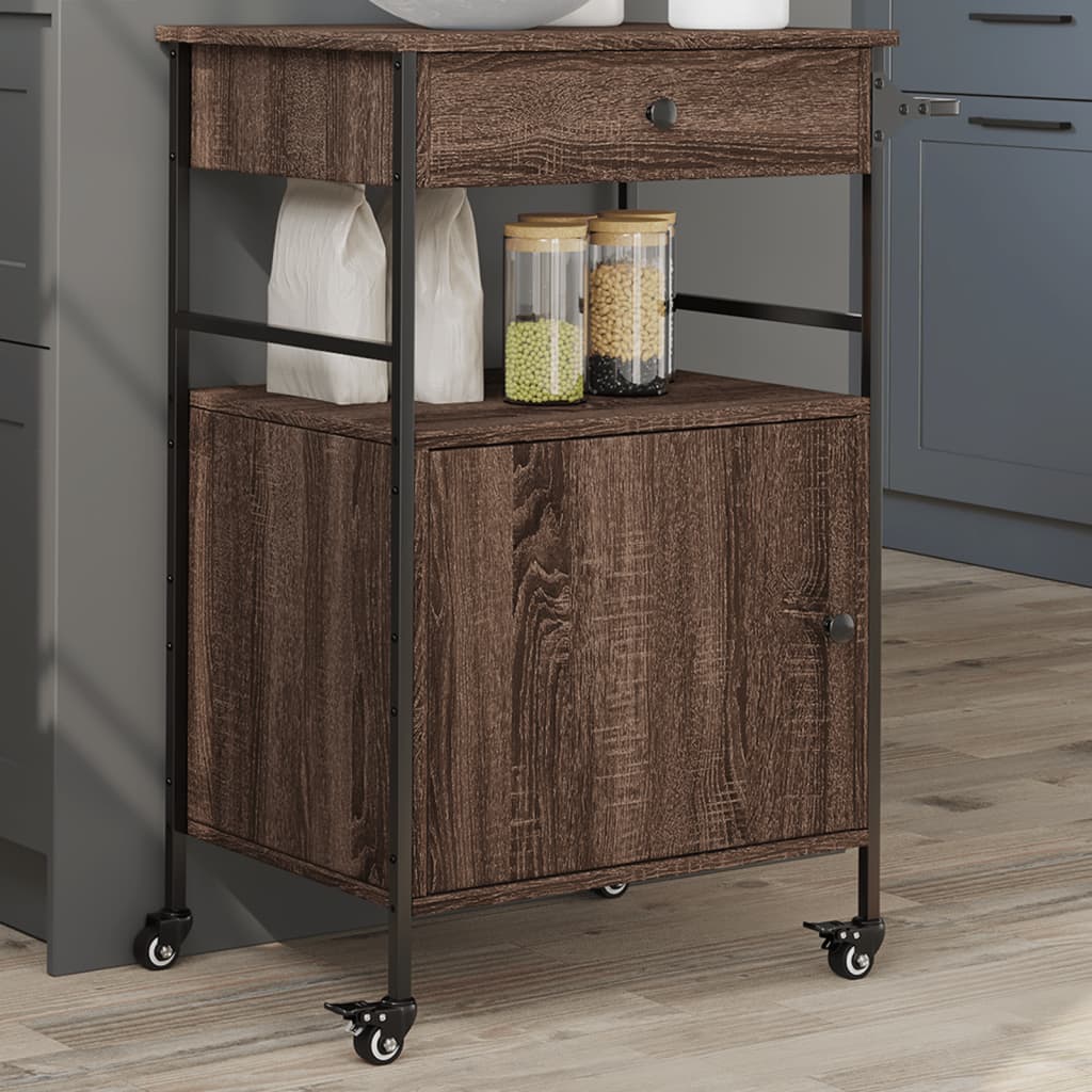 Kjøkkentralle Brun Eik 56X43X89,5 Cm Konstruert Tre