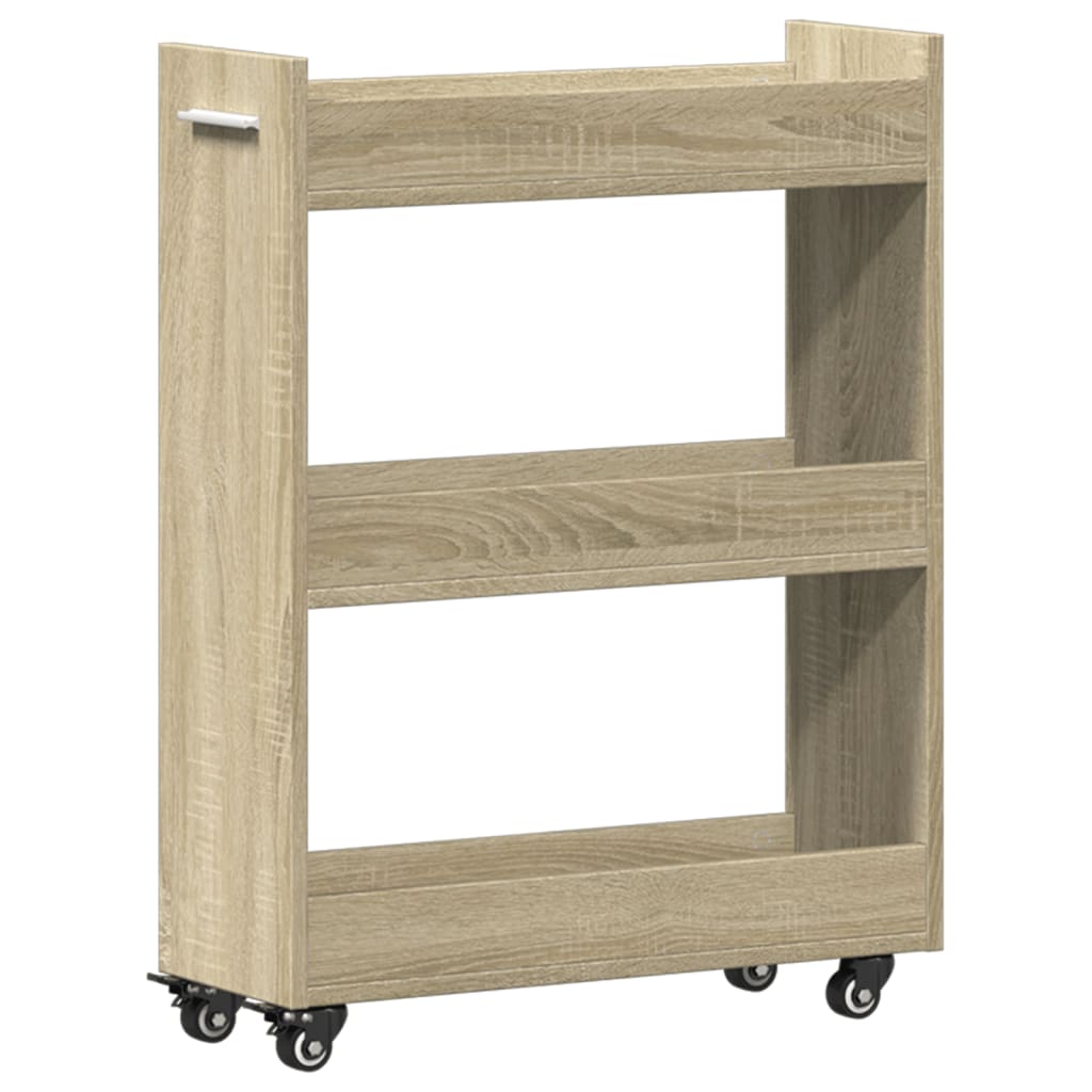 Sidebord Med Hjul Sonoma Eik 60X22X79 Cm Konstruert Tre
