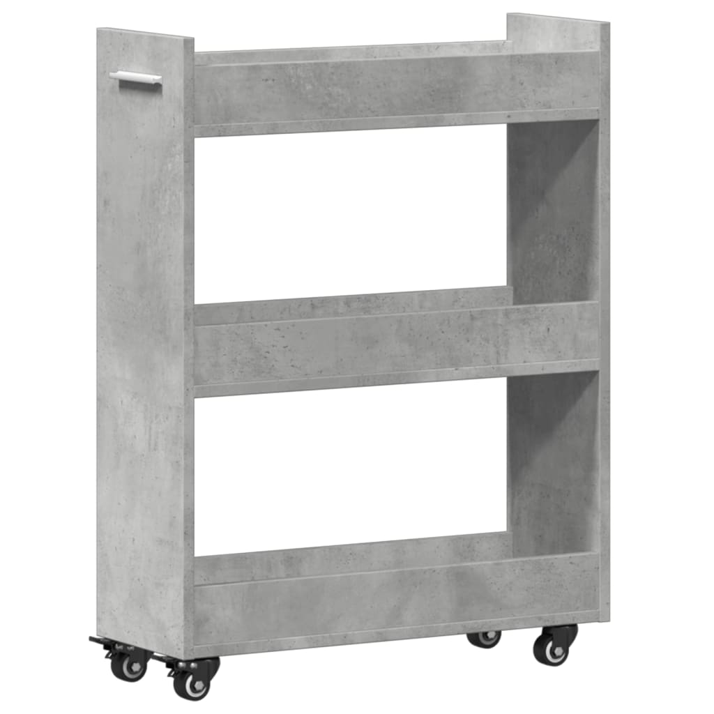 Sidebord Med Hjul Betonggrå 60X22X79 Cm Konstruert Tre