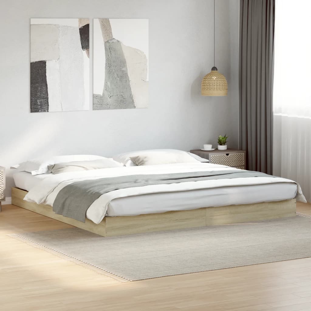 Sengeramme Uten Madrass Sonoma Eik 180X200 Cm Konstruert Tre