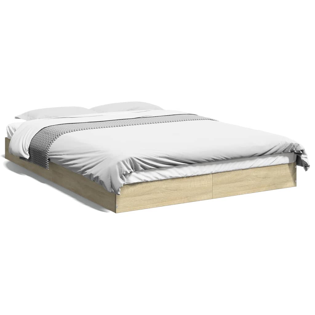 Sengeramme Uten Madrass Sonoma Eik 140X200 Cm Konstruert Tre