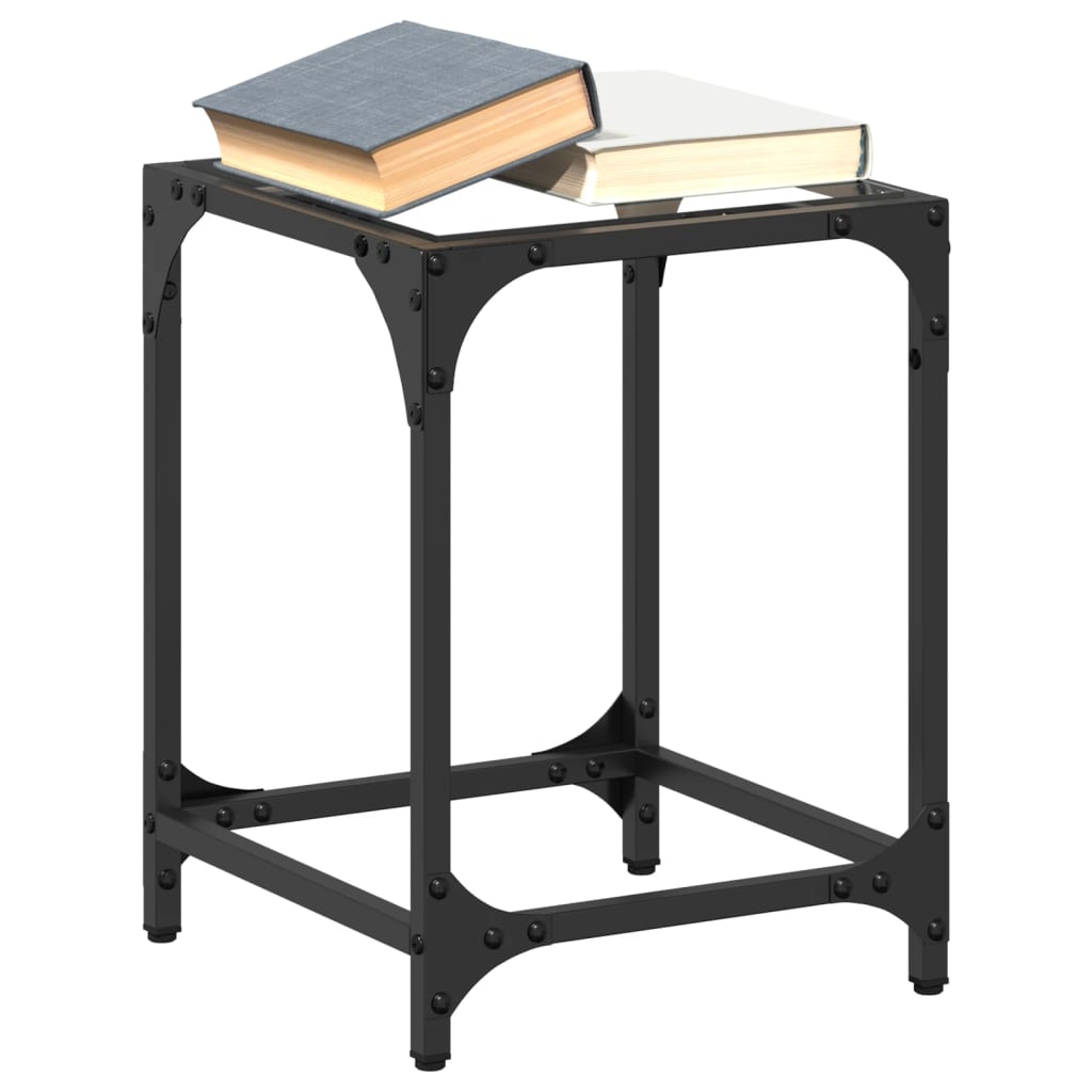 Sofabord Med Gjennomsiktig Glassplate 2 Stk 30X30X40 Cm Stål