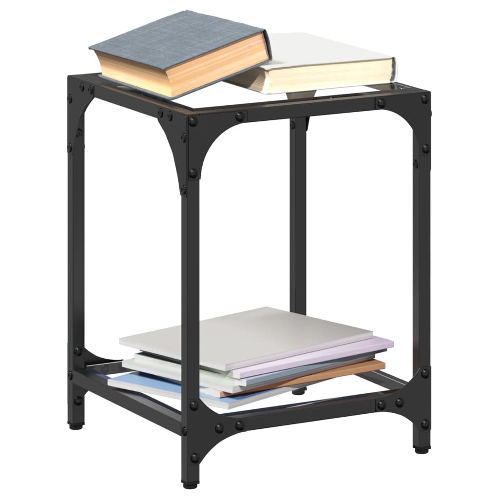 Sofabord Med Gjennomsiktig Glassplate 2 Stk 30X30X40 Cm Stål