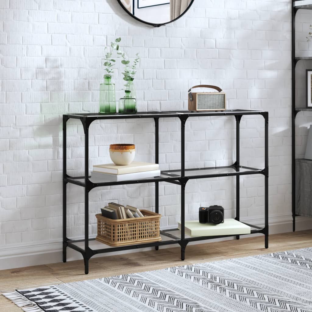 Konsollbord Med Gjennomsiktig Glassplate 118,5X30X81 Cm Stål