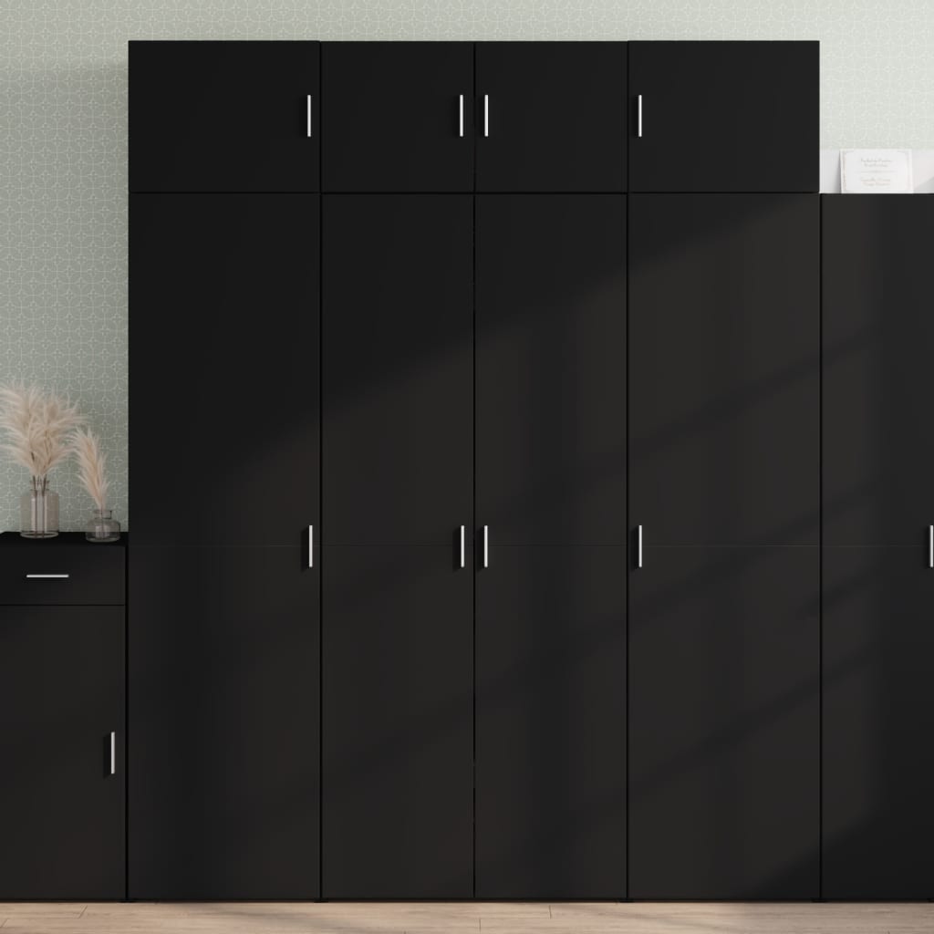 Highboard Svart 80X42,5X185 Cm Konstruert Tre