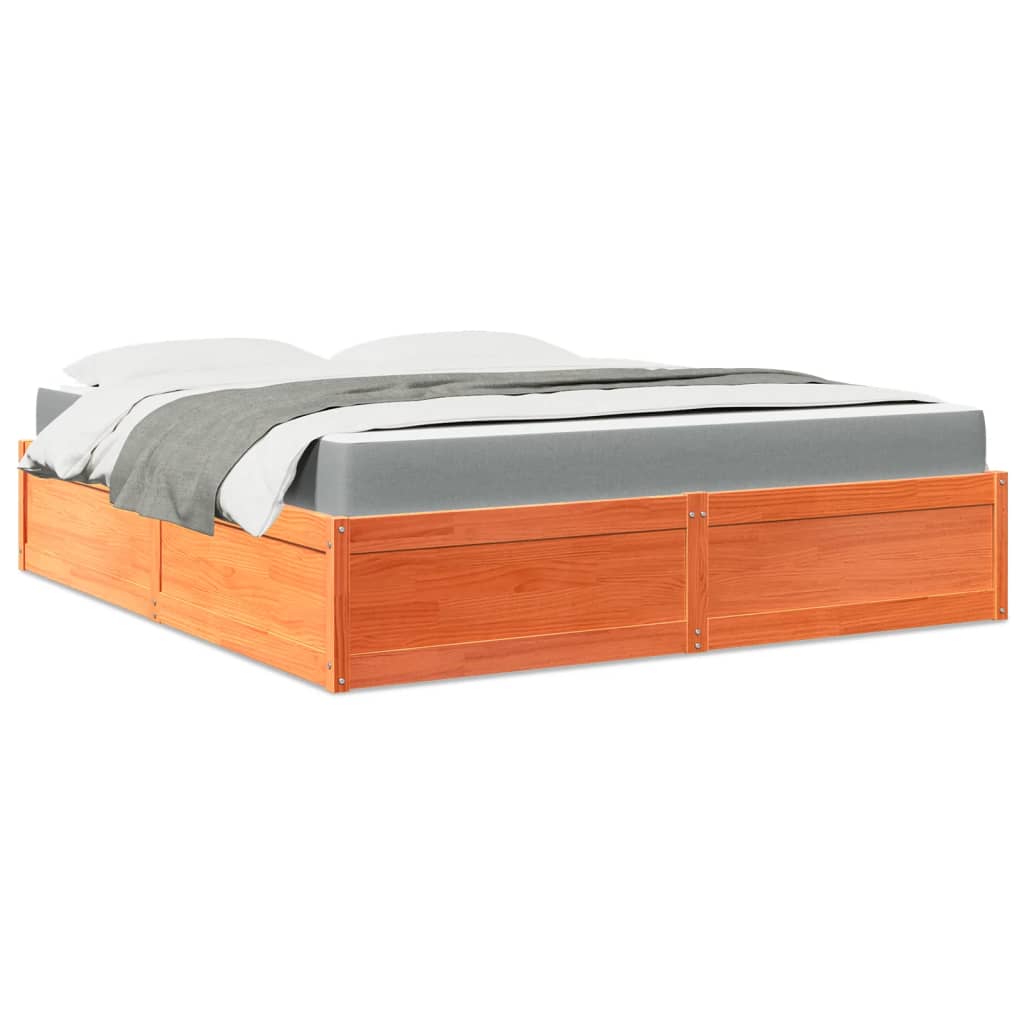 Seng Med Madrass Voksbrun 180X200 Cm Heltre Furu