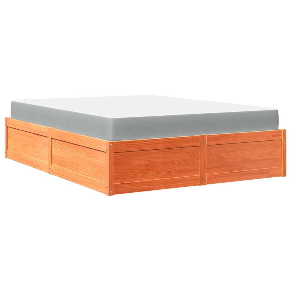 Seng Med Madrass Voksbrun 140X200 Cm Heltre Furu