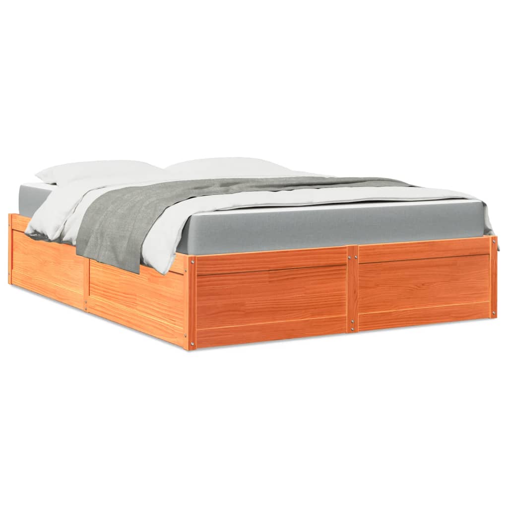 Seng Med Madrass Voksbrun 140X200 Cm Heltre Furu