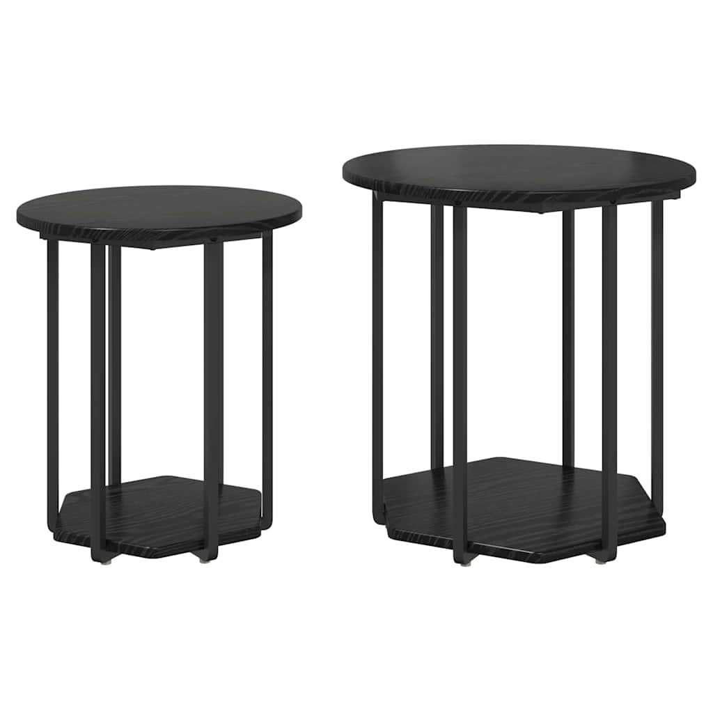 Sidebordssett Med Hylle 2 Pcs Svart Eik 50 X 50 X 50.5 Cm