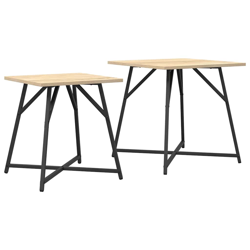 Sidebordssett 2 Pcs Sonoma Eik Og Svart 50 X 50 X 50 Cm