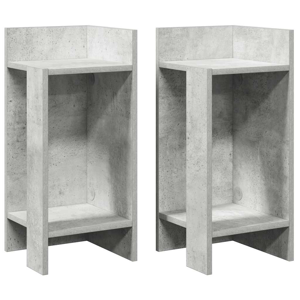 Sidebord 2 Stk Med Hylle Betonggrå 25,5X27X60 Cm