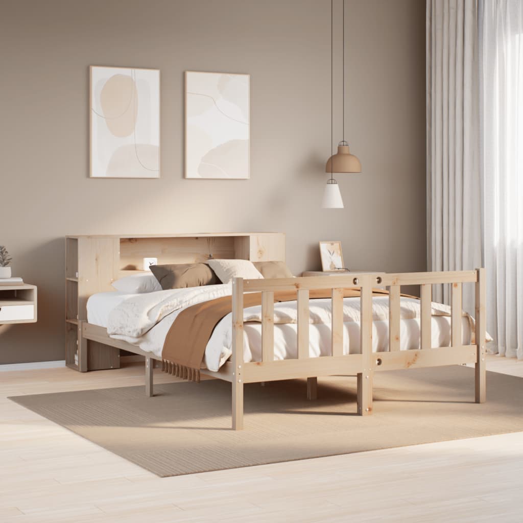 Seng Med Bokhylle Uten Madrass 140X200 Cm Heltre Furu