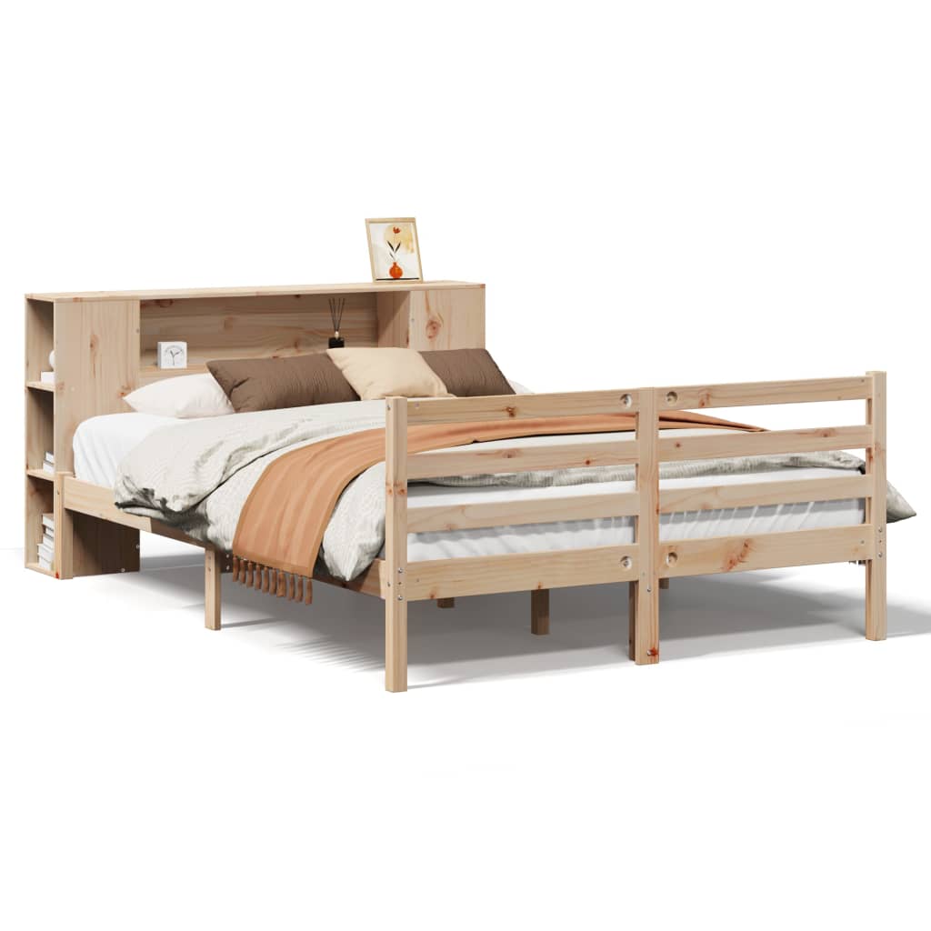 Seng Med Bokhylle Uten Madrass 120X200 Cm Heltre Furu