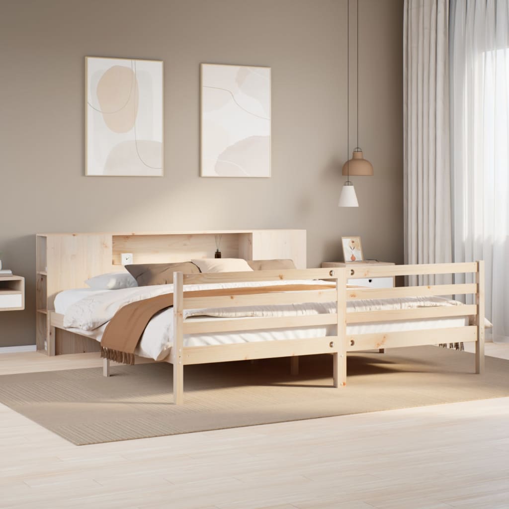 Seng Med Bokhylle Uten Madrass 180X200 Cm Heltre Furu