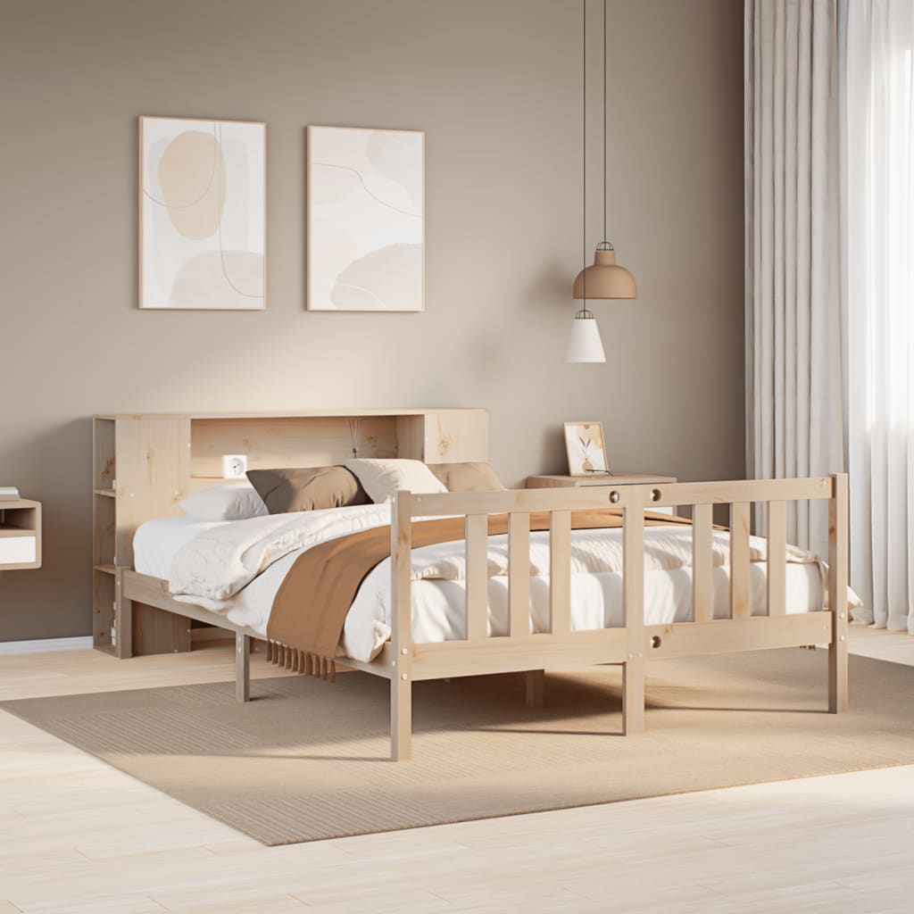 Seng Med Bokhylle Uten Madrass 120X200 Cm Heltre Furu