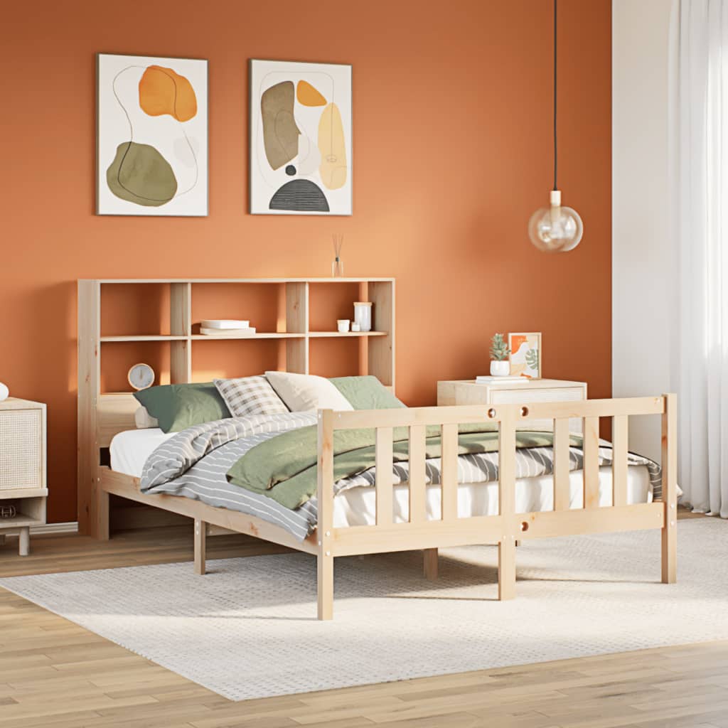 Seng Med Bokhylle Uten Madrass 120X200 Cm Heltre Furu