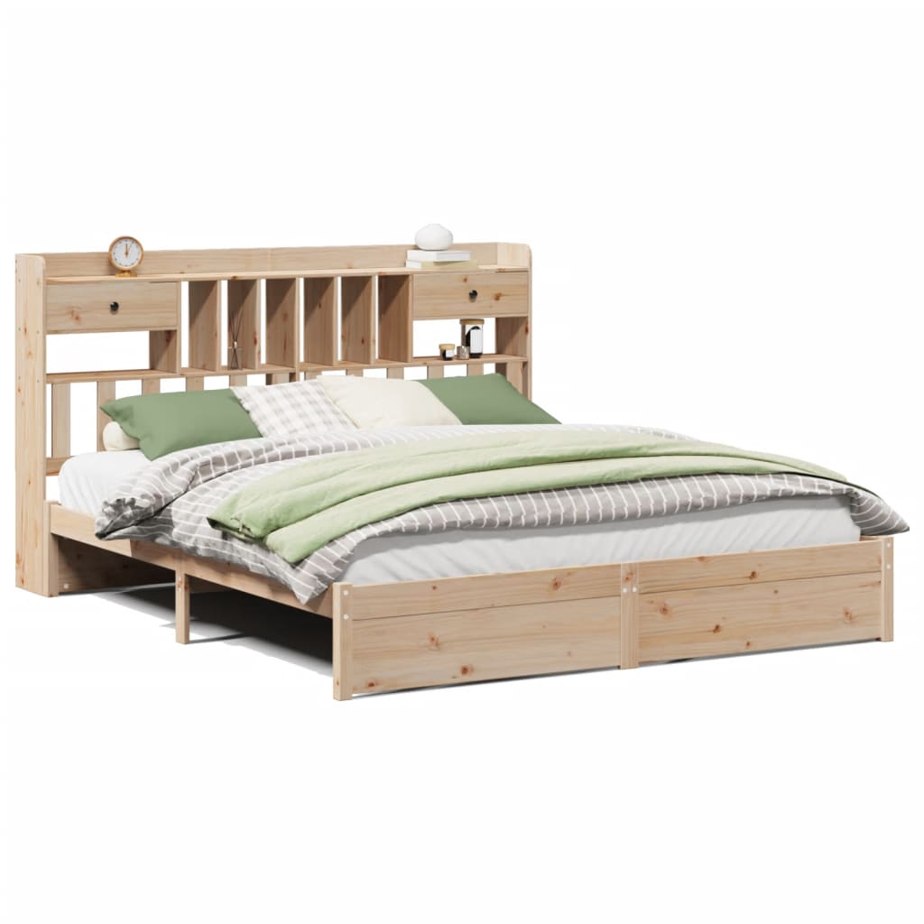 Seng Med Bokhylle Uten Madrass 180X200 Cm Heltre Furu