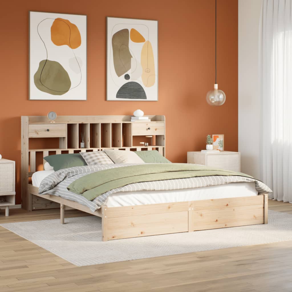 Seng Med Bokhylle Uten Madrass 180X200 Cm Heltre Furu
