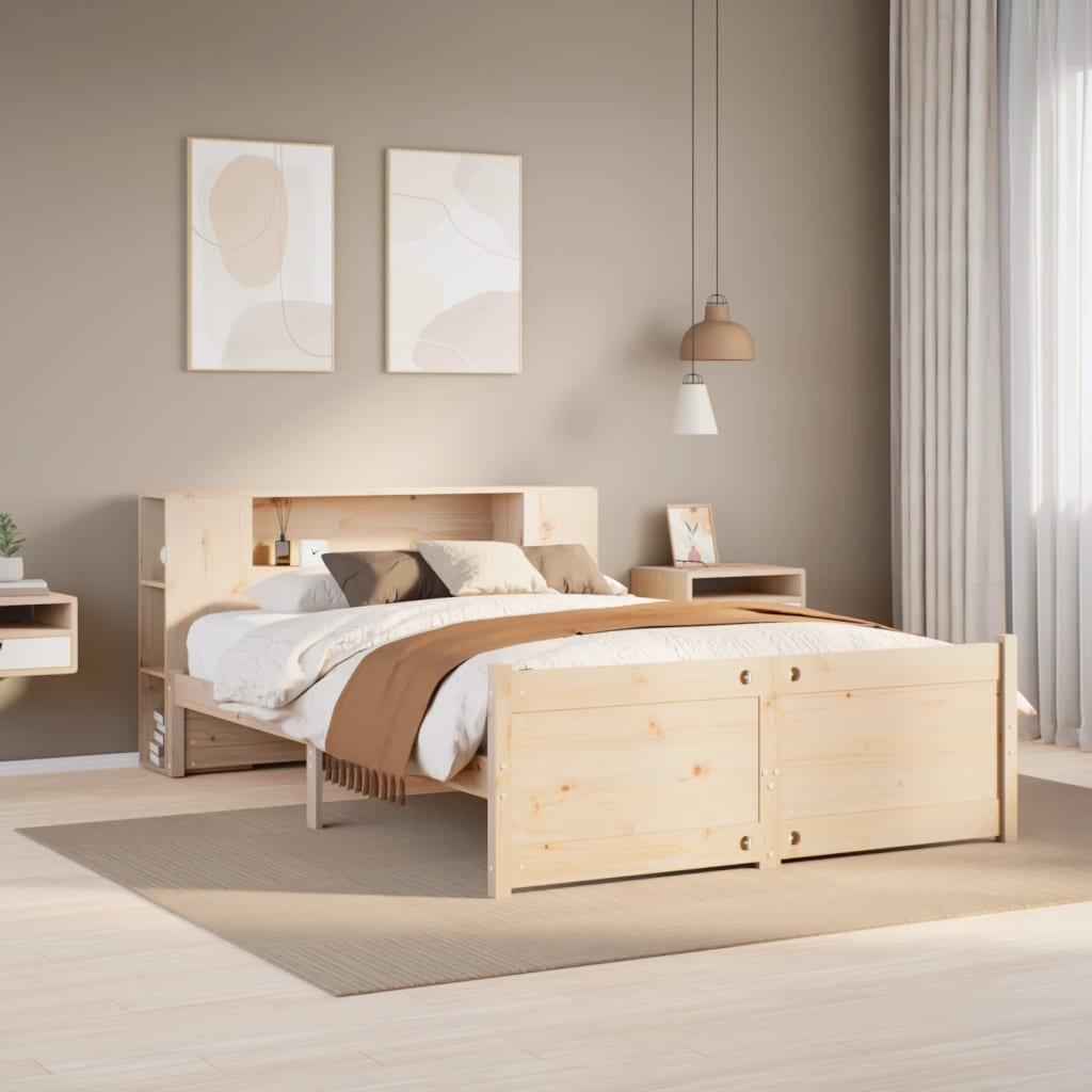 Seng Med Bokhylle Uten Madrass 120X200 Cm Heltre Furu