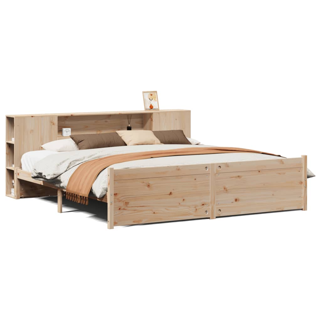Seng Med Bokhylle Uten Madrass 180X200 Cm Heltre Furu