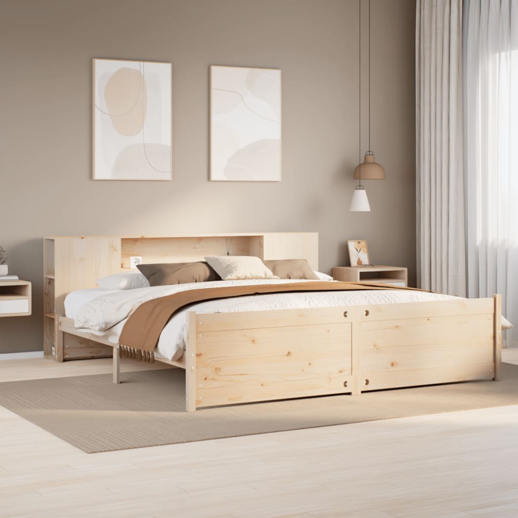 Seng Med Bokhylle Uten Madrass 180X200 Cm Heltre Furu
