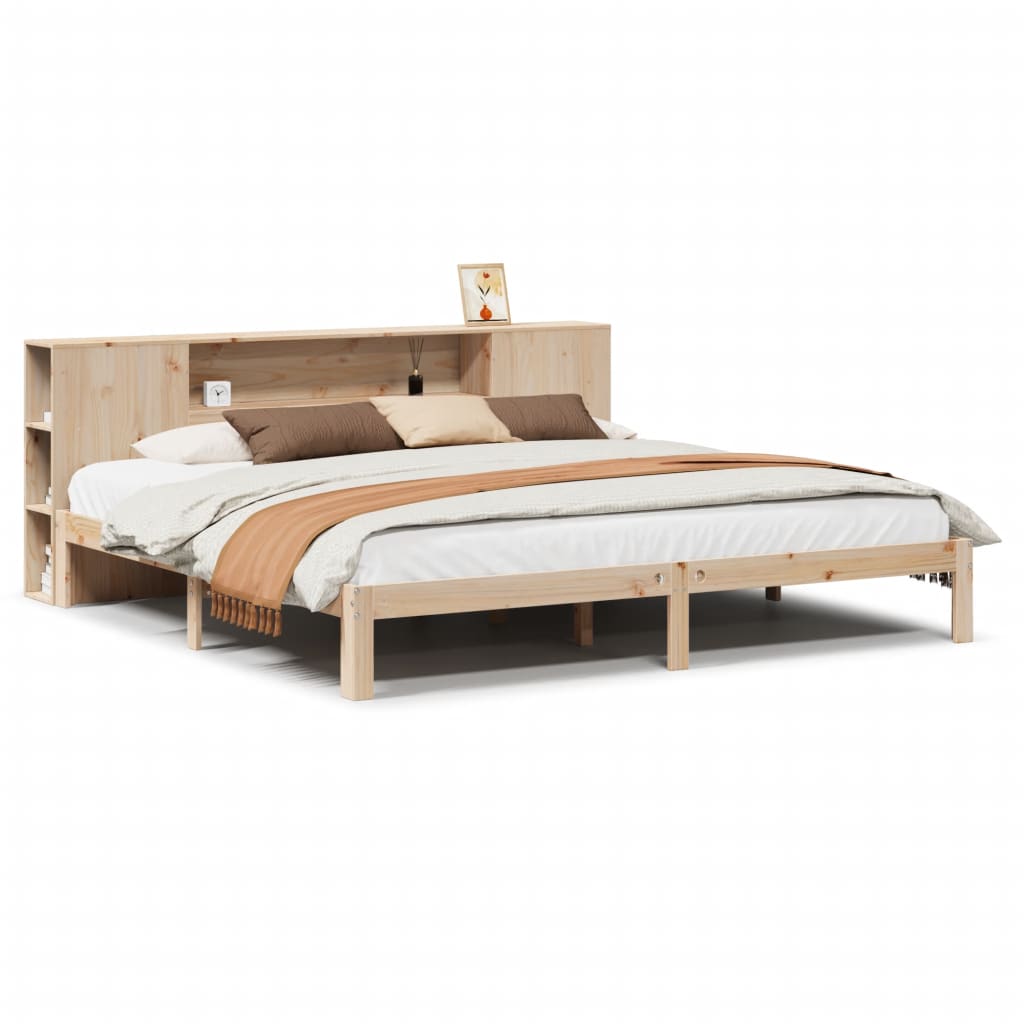 Seng Med Bokhylle Uten Madrass 180X200 Cm Heltre Furu