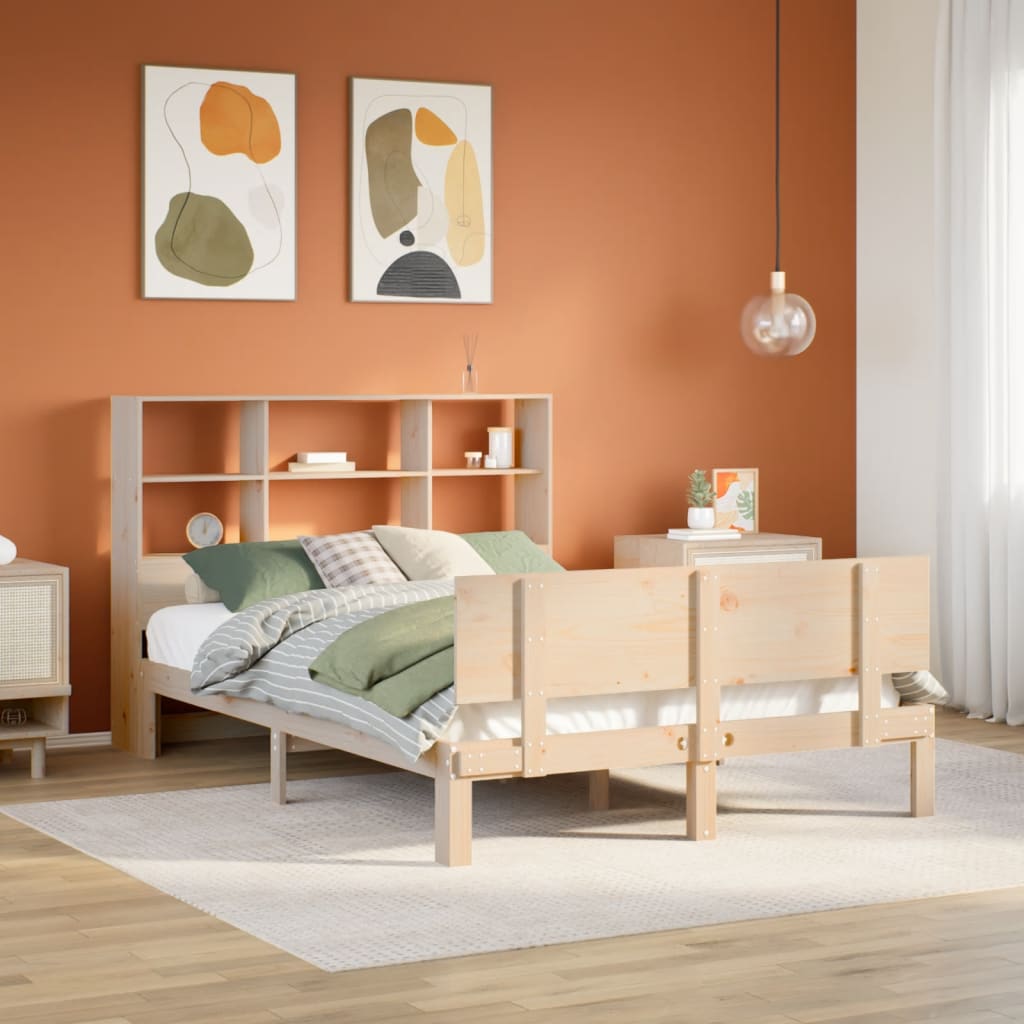 Seng Med Bokhylle Uten Madrass 140X200 Cm Heltre Furu