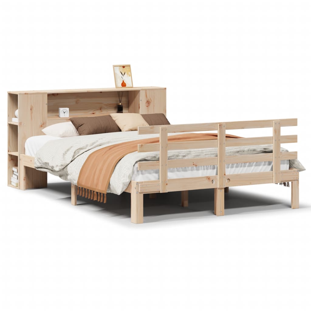 Seng Med Bokhylle Uten Madrass 140X200 Cm Heltre Furu