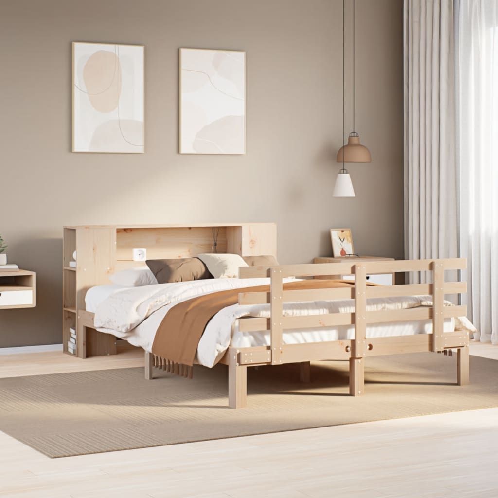 Seng Med Bokhylle Uten Madrass 140X200 Cm Heltre Furu