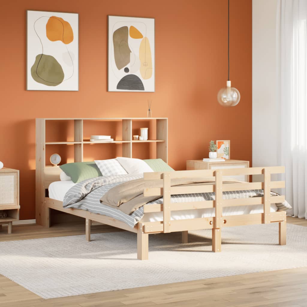 Seng Med Bokhylle Uten Madrass 140X200 Cm Heltre Furu