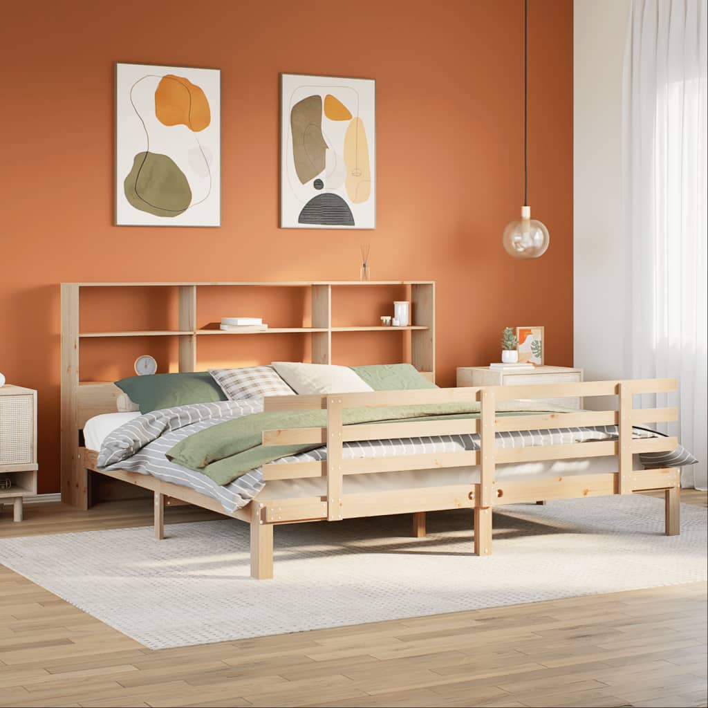 Seng Med Bokhylle Uten Madrass 180X200 Cm Heltre Furu