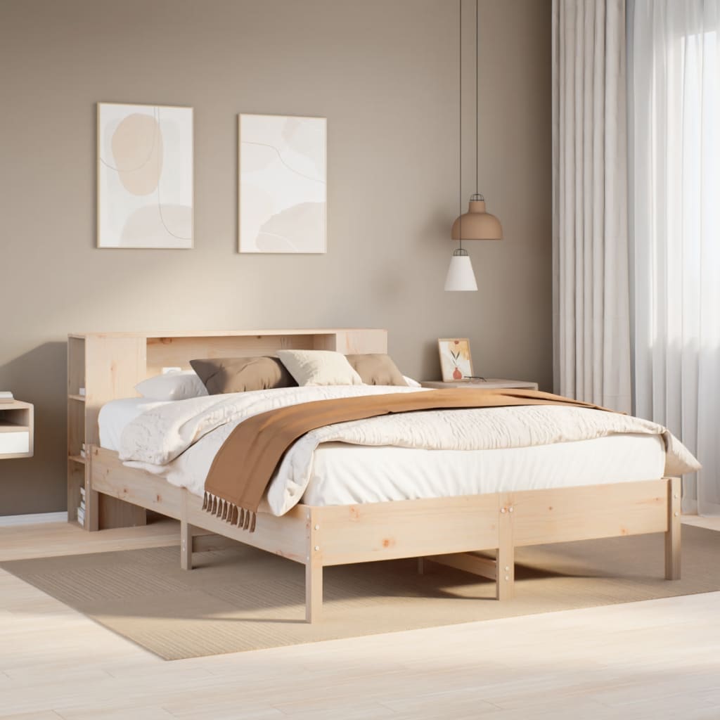 Seng Med Bokhylle Uten Madrass 120X200 Cm Heltre Furu