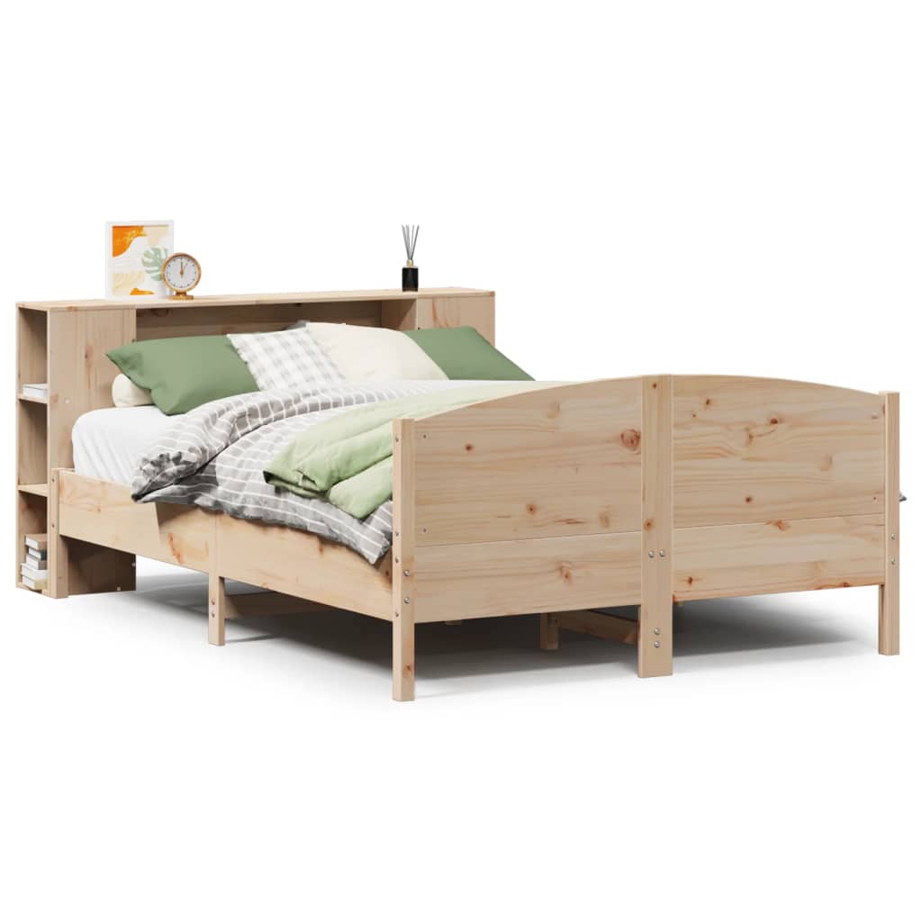 Seng Med Bokhylle Uten Madrass 120X200 Cm Heltre Furu