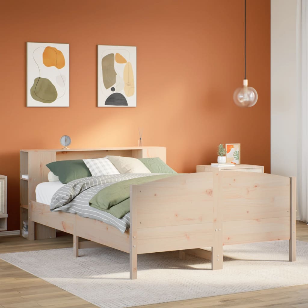 Seng Med Bokhylle Uten Madrass 120X200 Cm Heltre Furu