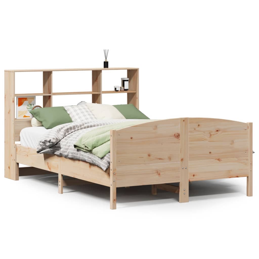 Seng Med Bokhylle Uten Madrass 140X200 Cm Heltre Furu
