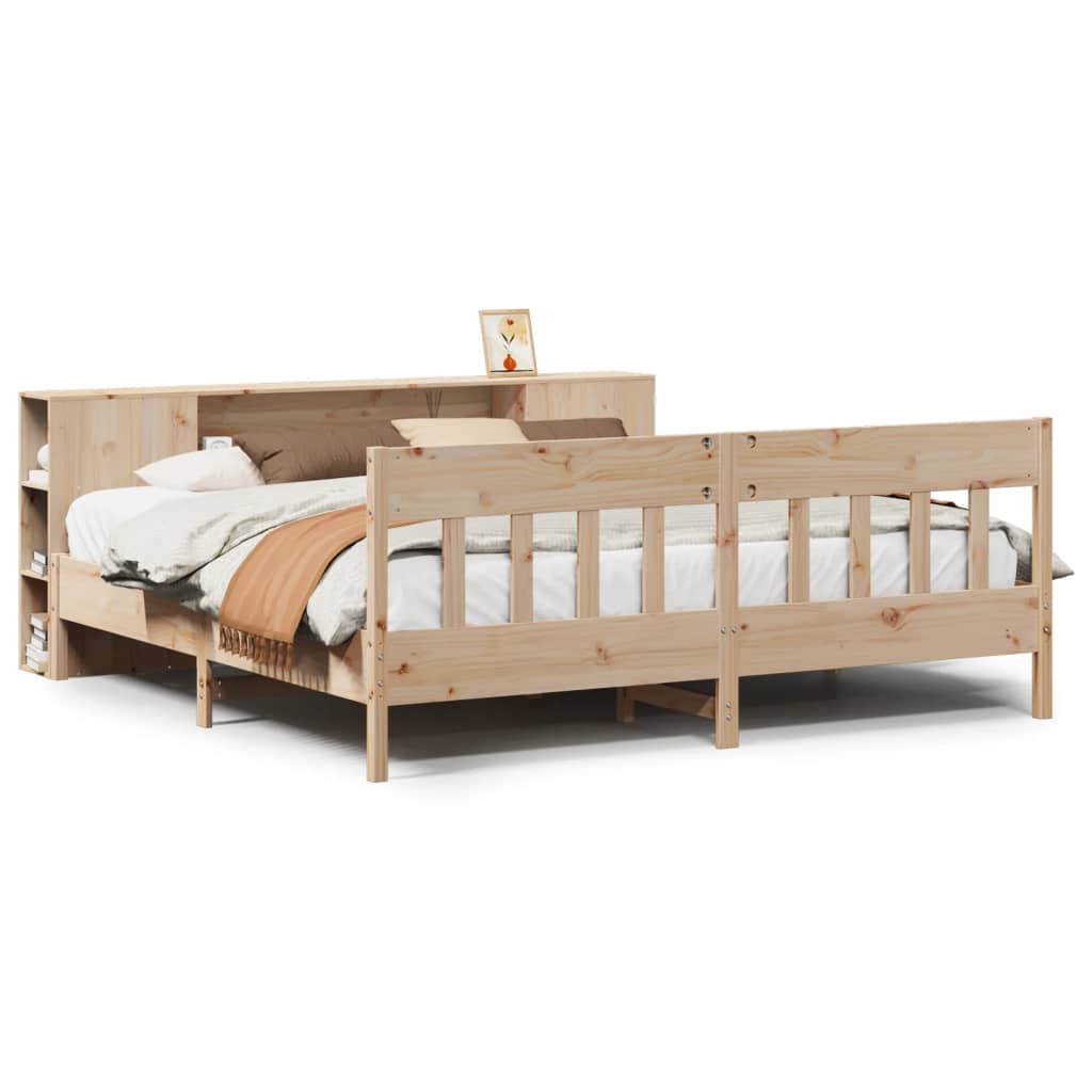 Seng Med Bokhylle Uten Madrass 180X200 Cm Heltre Furu