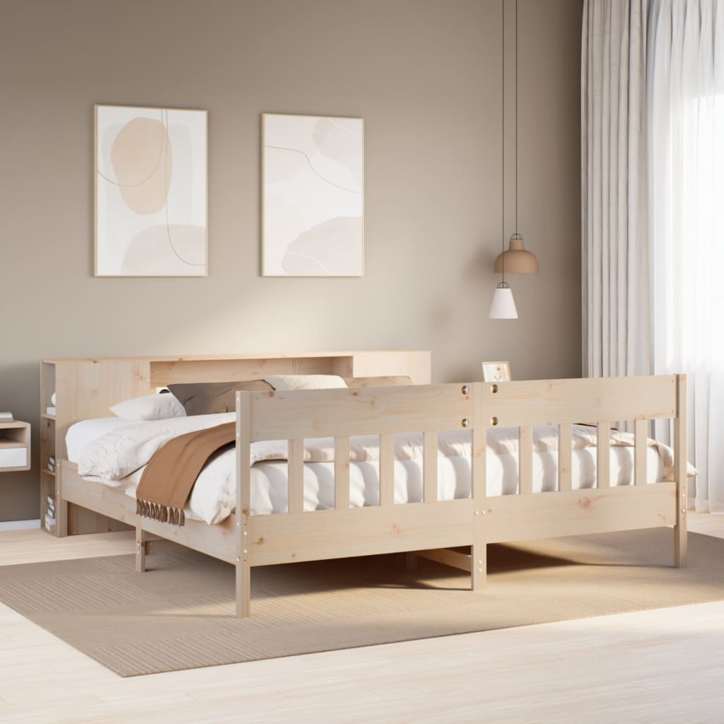 Seng Med Bokhylle Uten Madrass 180X200 Cm Heltre Furu