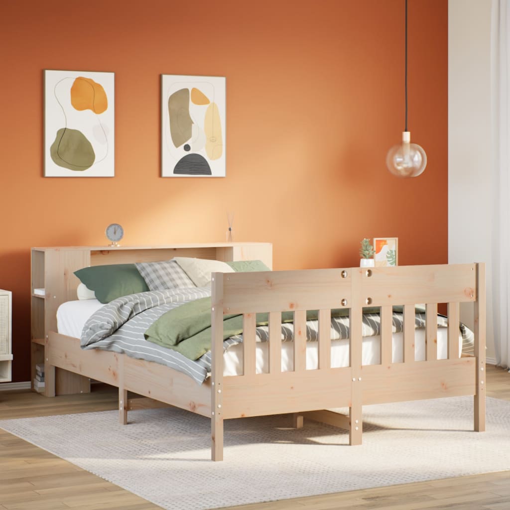 Seng Med Bokhylle Uten Madrass 120X200 Cm Heltre Furu