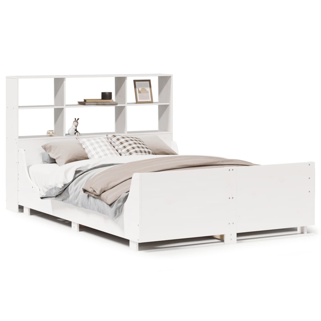 Seng Med Bokhylle Uten Madrass Hvit 140X200 Cm Heltre