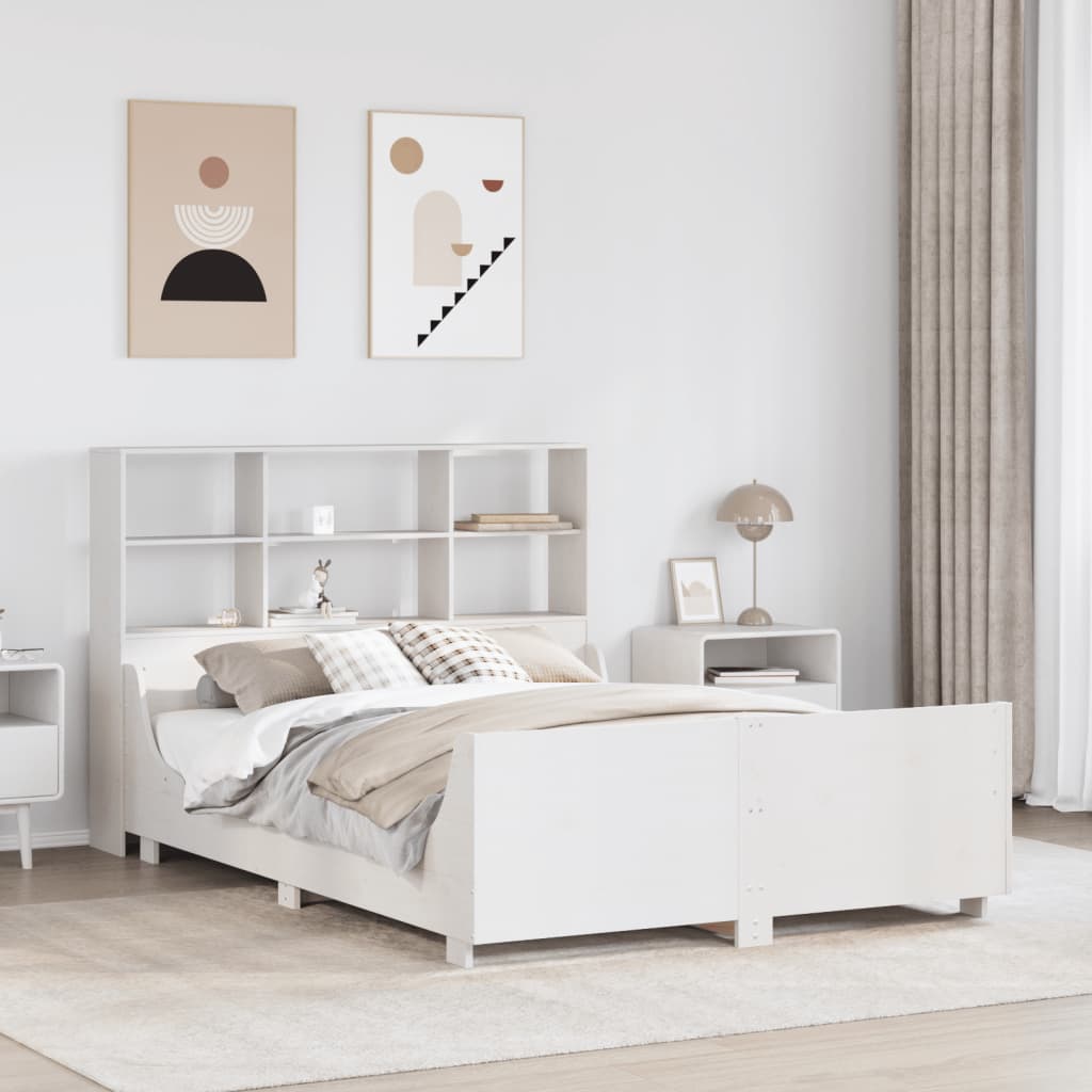 Seng Med Bokhylle Uten Madrass Hvit 120X200 Cm Heltre