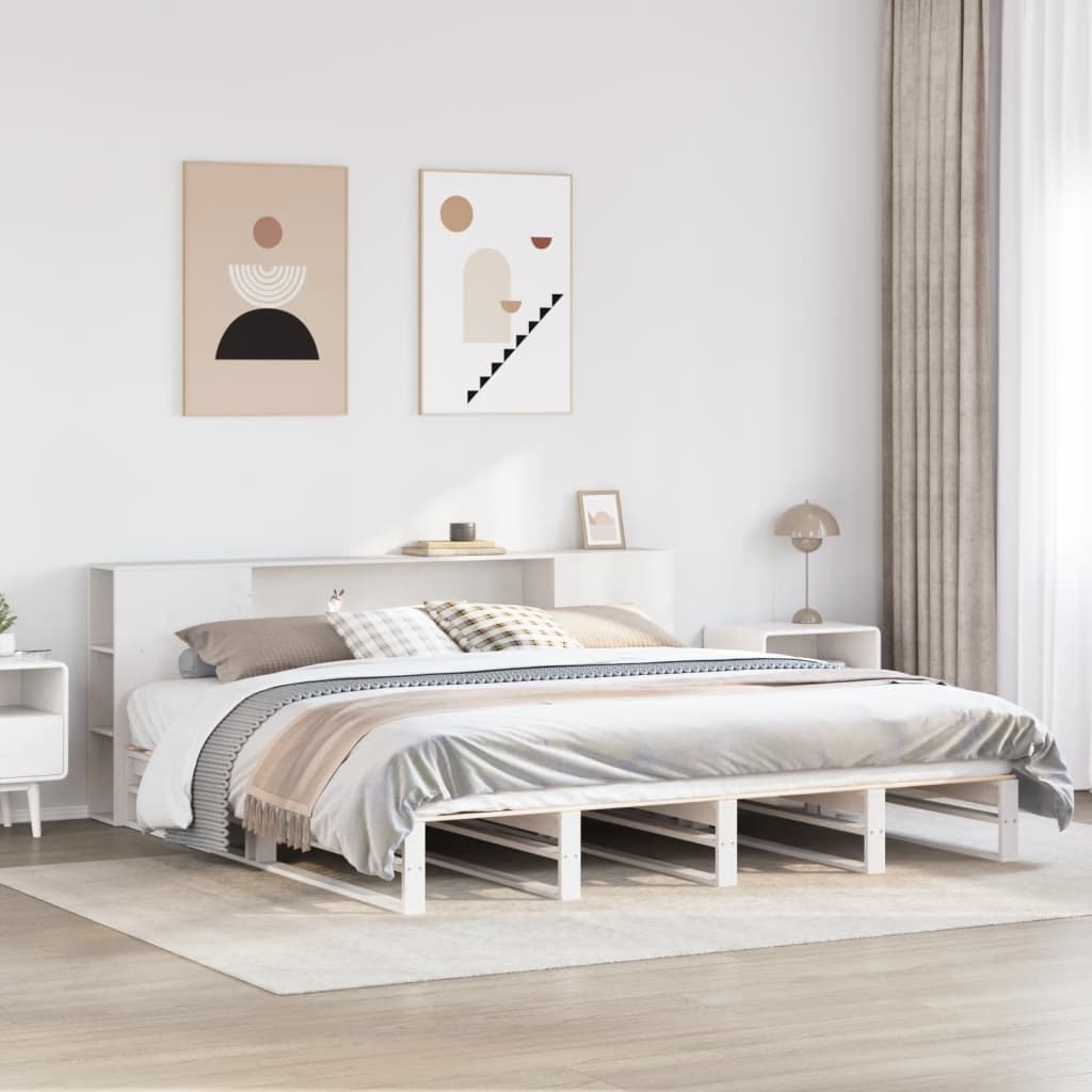 Seng Med Bokhylle Uten Madrass Hvit 180X200 Cm Heltre