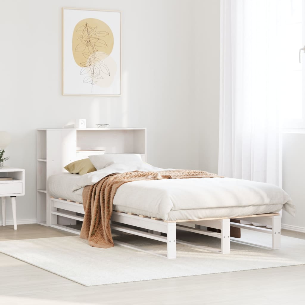 Seng Med Bokhylle Uten Madrass Hvit 100X200 Cm Heltre