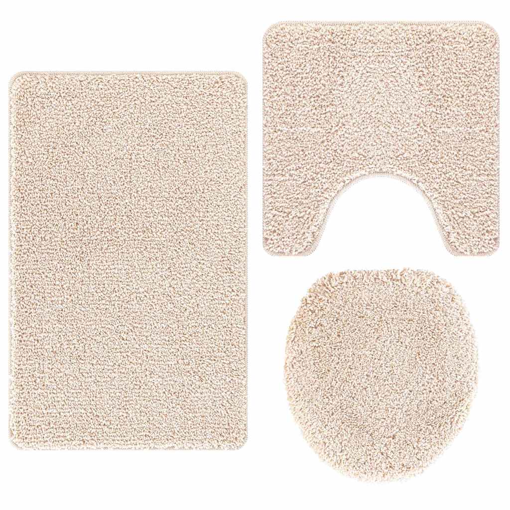 Anti-Skli Baderomsmatte Sett 3 Pcs Krem 50 X 50 Cm Pp