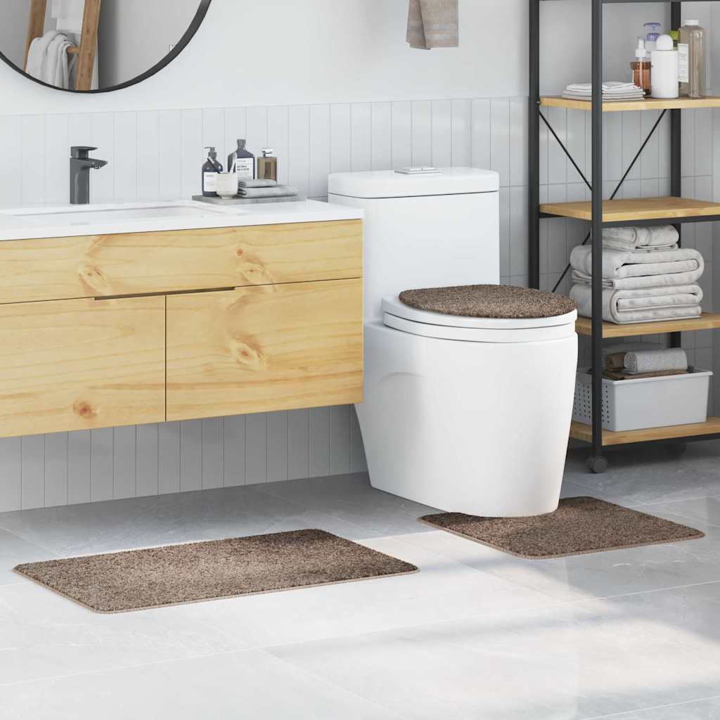 Anti-Skli Baderomsmatte Sett 3 Pcs Brun 50 X 50 Cm Pp