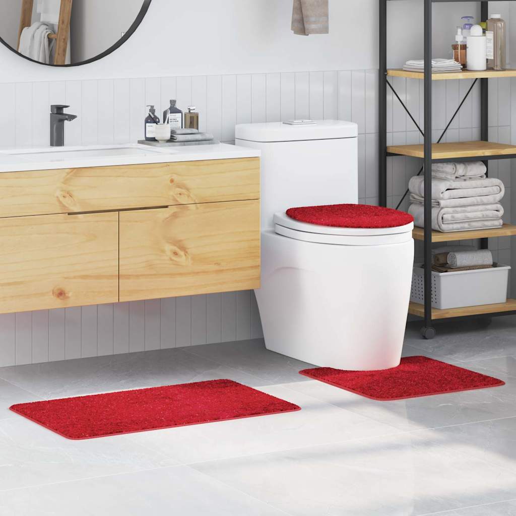 Anti-Skli Baderomsmatte Sett 3 Pcs Rød 50 X 50 Cm Pp