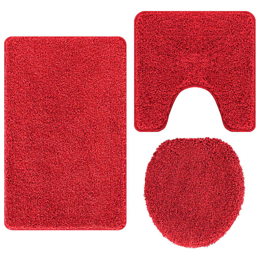 Anti-Skli Baderomsmatte Sett 3 Pcs Rød 50 X 50 Cm Pp