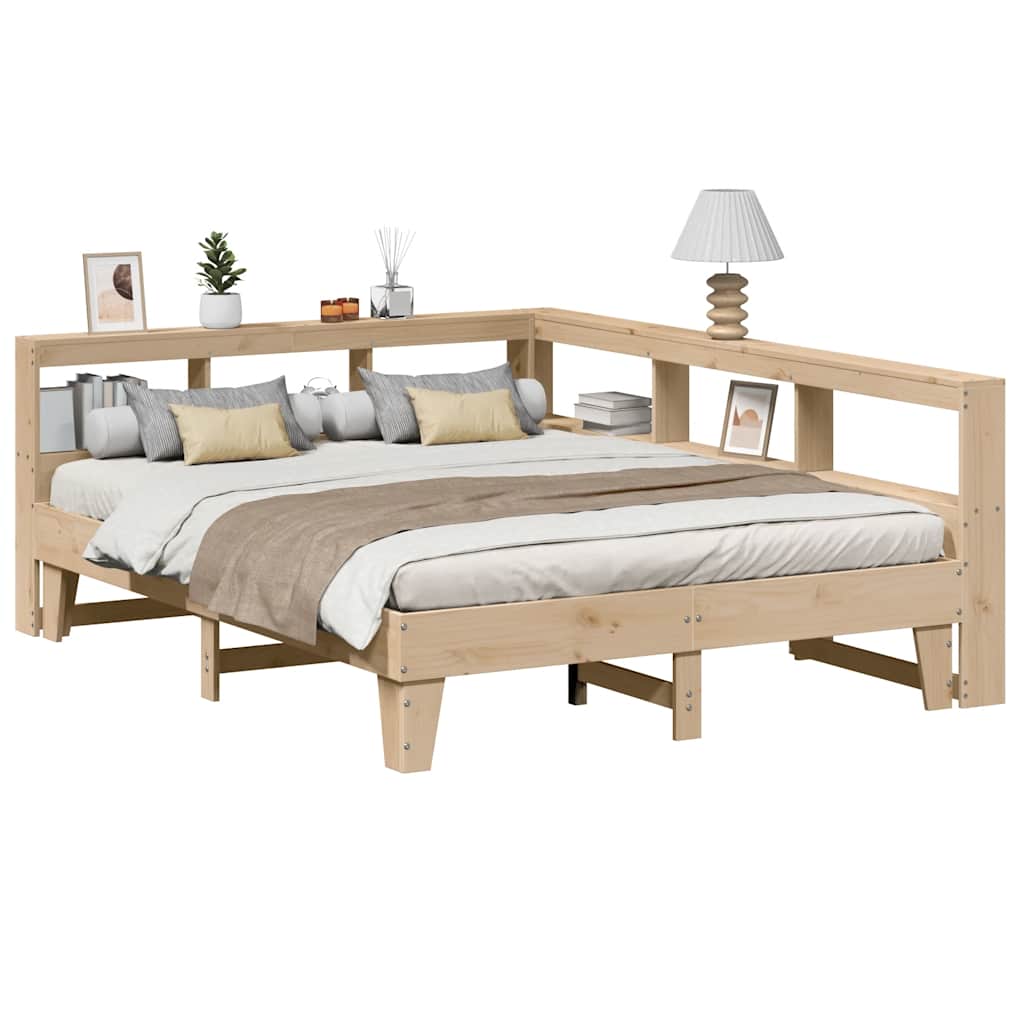 Seng Med Bokhylle Uten Madrass 140X200 Cm Heltre Furu