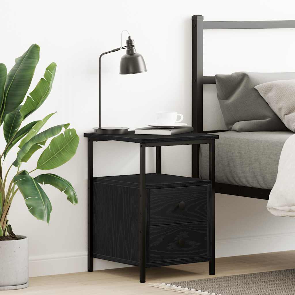 Nattbord Svart Eik 34X35,5X50 Cm Konstruert Tre